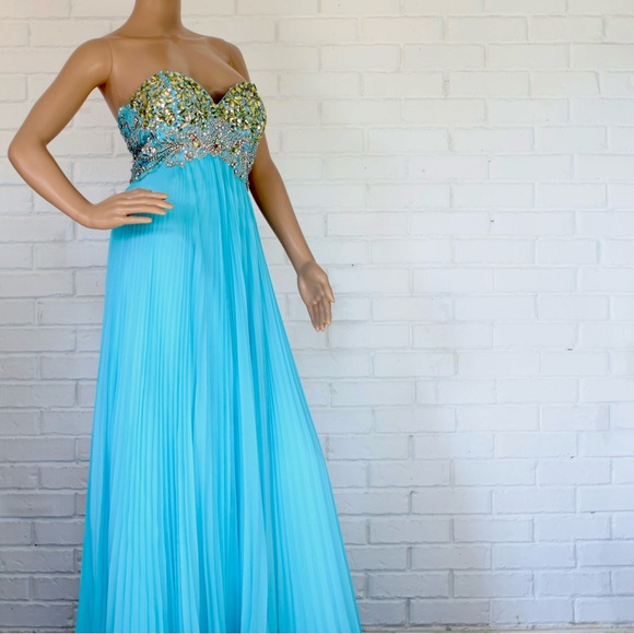 Tony Bowls Formal Beaded and Pleated Gown - Picture 1 of 12